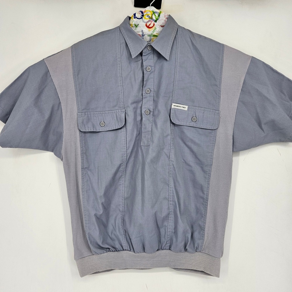 Vintage Members Only Polo Shirt Mens Medium Short Sleeve Casual Preppy Gray